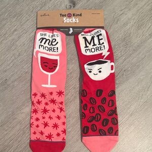 Hallmark Toe of a Kind Red and Pink Fun Socks